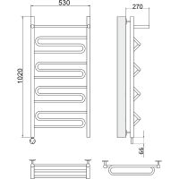Электрический полотенцесушитель Ника Curve ЛZ ВП 100/50 с полкой Хром арт-ЛЗ ВП 100/50 лев — фото 3, Электрические полотенцесушители