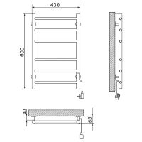 Электрический полотенцесушитель Ника WAY-2 60/40 Черный матовый арт-WAY-2 60/40 черн прав — фото 2, Электрические полотенцесушители