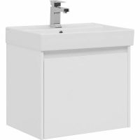 Тумба с раковиной Aquanet Nova Lite 60 подвесная Белая глянцевая арт-245029 — фото 1, Тумбы с раковиной