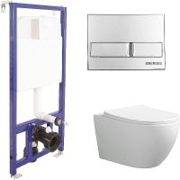 Комплект унитаза Ceruttispa Orlter Aria Tornado CT9955 с инсталляцией Berges Novum L3 040213 с сиденьем Микролифт и клавишей смыва Хром арт-9955+040213 — фото 1, Комплекты унитаз + инсталляция