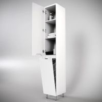 Шкаф пенал Style Line Марелла 30 L Люкс Plus с бельевой корзиной Белый матовый антискрейтч арт-СС-00002445 — фото 3, Пеналы для ванной комнаты