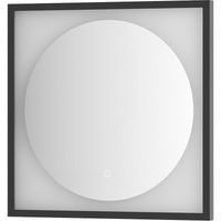 Зеркало Defesto Eclipce 60х60 с подсветкой 12W-3000К/в багетной раме/Сенсорный выключатель/Теплый белый свет/Черная рама арт-DF 2231S — фото 1, Зеркала в ванную комнату