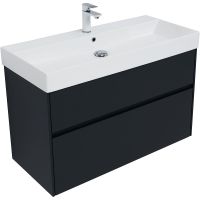 Тумба под раковину Aquanet Бруклин 100 подвесная Антрацит матовый арт-310139 — фото 4, Тумбы под раковину