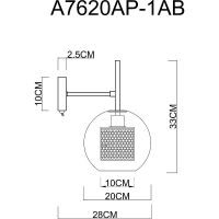 Настенный светильник Artelamp Manchester Прозрачный Античная бронза арт-A7620AP-1AB — фото 4, Бра