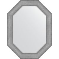 Зеркало Evoform Polygon 86х66 в багетной раме - Серебряная кольчуга 88 мм арт-BY 7291 — фото 1, Зеркала в ванную комнату