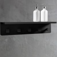 Вешалка для полотенец Abber Stein с полкой Черная матовая арт-AS1651MB — фото 2, Крючки для полотенец