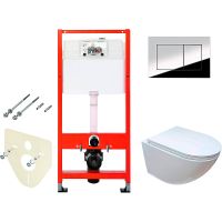 Комплект унитаза Ceruttispa B-2376-3 7183 с инсталляцией Tece Profil 9400412 с сиденьем Микролифт и клавишей смыва Хром глянцевый арт-7183+9400412 — фото 1, Комплекты унитаз + инсталляция