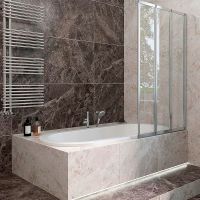 Шторка на ванну Veconi Palau 90 R профиль Хром стекло прозрачное арт-PL73R-90-01-19C4 — фото 1, Складные шторки для ванной