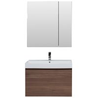 Комплект мебели для ванной Aquanet Нью-Йорк 85 подвесной Шпон Орех арт-211661 — фото 1, Комплекты мебели для ванной