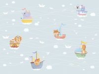 Фреска детская Ortograf Little Friends 34391 Фактура флок FLK Флизелин (4*3) Голубой/Разноцветный, Животные/Корабли арт-34391 (флок FLK) — фото 2, Фрески