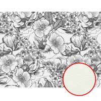 Фреска Ortograf Silver&Gold 32829 Фактура флок FLK Флизелин (3,6*2,7) Белый/Черный, Цветы арт-32829 (флок FLK) — фото 1, Фрески