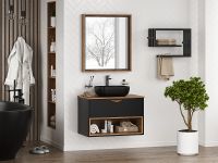 Тумба под раковину Brevita Bergen 80 подвесная Черная матовая Дуб Галифакс олово арт-BER-07080-19-02-1Я — фото 9, Тумбы под раковину