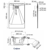 Душевой поддон из стеклопластика WasserKRAFT Elbe 140x90 Черный матовый арт-74T36 — фото 2, Стеклопластиковые душевые поддоны