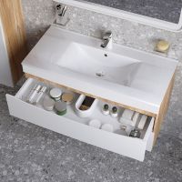 Тумба с раковиной Iddis Cloud 100 подвесная Белая матовая Дуб золотистый арт-CLO10Y0i95K — фото 5, Тумбы с раковиной