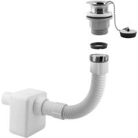 Сливная трубка с сифоном и клапаном для раковины Nofer Белый арт-302A — фото 1, Сифоны для раковины