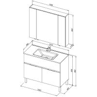 Комплект мебели для ванной Aquanet Алвита New 100 Дуб веллингтон белый арт-274115 — фото 13, Комплекты мебели для ванной