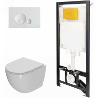 Комплект унитаза с инсталляцией Point Афина с сиденьем Микролифт и Белой клавишей смыва арт-886914GBO1+PN41041 — фото 1, Комплекты унитаз + инсталляция