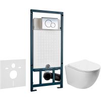 Комплект унитаза Vincea Globo VT1-14S с сиденьем Микролифт и инсталляцией WeltWasser WW Marberg 507 10000005949+10000005952 с клавишей смыва Хром глянцевый арт-VT1-14S+10000005949+10000005952 — фото 1, Комплекты унитаз + инсталляция