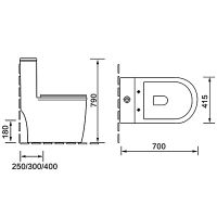 Товар: Унитаз моноблок SantiLine с сиденьем Микролифт арт-SL-5019 - фото 3 Унитаз моноблок SantiLine с сиденьем Микролифт арт-SL-5019 — фото 3, Напольные унитазы