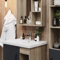 Тумба под раковину Onika Тимбер 60.01 Серый матовый Дуб сонома арт-106116 — фото 6, Тумбы под раковину