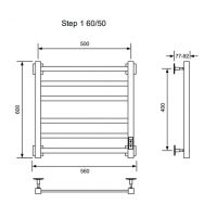 Электрический полотенцесушитель Ника Хром арт-STEP-1 60/50 U — фото 2, Электрические полотенцесушители