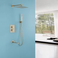 Товар: Душевая система Abber Daheim с термостатом Золото матовое арт-AF8250G - фото 2 Душевая система Abber Daheim с термостатом Золото матовое арт-AF8250G — фото 2, Встраиваемые душевые комплекты