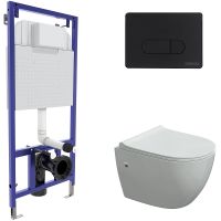 Комплект унитаза с инсталляцией Berges Okus с сиденьем Микролифт и Черной матовой клавишей смыва арт-043274 — фото 1, Комплекты унитаз + инсталляция