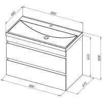 Тумба под раковину Aquanet Нота New 90 подвесная Дуб веллингтон табак арт-334193 — фото 12, Тумбы под раковину