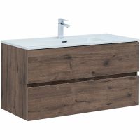 Тумба под раковину Aquanet Алвита New 100 подвесная Дуб веллингтон табак арт-334188 — фото 1, Тумбы под раковину