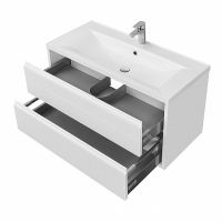 Тумба под раковину Aquaton Римини 100 подвесная Белый глянец арт-1A232801RN010 — фото 3, Тумбы под раковину