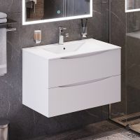 Тумба с раковиной Bond Cube 80 подвесная Белая матовая арт-T01805-S05W — фото 5, Тумбы с раковиной