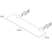 Стеклянная полка Grampus Laguna Хром арт-GR-7803 — фото 2, Полки для ванной и душа