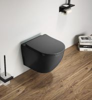 Унитаз CeramaLux подвесной Серый матовый с сиденьем Микролифт арт-2197MDH — фото 2, Подвесные унитазы