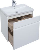 Тумба под раковину Aquanet Палермо 60 подвесная Белый глянец арт-203934 — фото 2, Тумбы под раковину