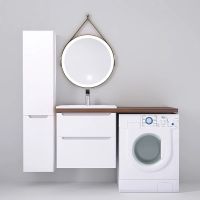 Шкаф пенал Jorno Wood 33 подвесной Белый арт-Wood.04.150/P/W — фото 4, Пеналы для ванной комнаты