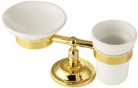 Стакан для зубных щеток с мыльницей Migliore Mirella Золото арт-17325 — фото 2, Стаканы для зубных щеток