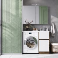 Зеркальный шкаф Aquaton Лондри 100 Белый глянцевый арт-1A267302LH010 — фото 3, Зеркальные шкафы в ванную