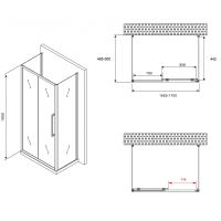 Душевой уголок Abber Schwarzer Diamant 170x60 профиль Хром стекло матовое арт-AG30170MH-S60M-S60M — фото 5, Прямоугольные душевые уголки