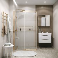 Душевой уголок Grossman Pragma 120х80 профиль Золото сатин стекло прозрачное арт-120.K33.03.1280.32.00 — фото 2, Прямоугольные душевые уголки