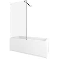 Шторка на ванну Allen Brau Infinity 3 80 профиль Черный браш стекло прозрачное арт-3.21063.BBA — фото 1, Неподвижные шторки для ванной