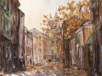 Фреска Ortograf Городской пейзаж живопись 8036 Фактура флок FLK Флизелин (3,6*2,7) Коричневый, Город/Живопись арт-8036 (флок FLK) — фото 2, Фрески