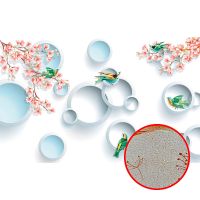 Фреска Ortograf 3D 30739 Фактура бархат золото FX-G Флизелин (4,3*2,7) Белый/Розовый/Голубой, Цветы/Птицы/Абстракция арт-30739 (бархат золото FX-G) — фото 1, Фрески