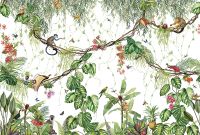 Фреска Ortograf Miracle 33867 Фактура бархат FX Флизелин (4*2,7) Белый/Разноцветный, Листья/Животные/Птицы арт-33867 (бархат FX) — фото 2, Фрески