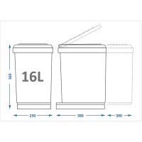 Система сортировки мусора Alveus Albio 10 1x16 L Хром арт-227980 — фото 4, Системы сортировки мусора