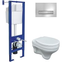 Комплект унитаза Berges Albit S с инсталляцией Atom Line с сиденьем Микролифт и клавишей смыва Хром глянец арт-043314 — фото 1, Комплекты унитаз + инсталляция