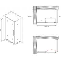 Душевой уголок Abber Schwarzer Diamant 130x50 профиль Черный стекло прозрачное арт-AG30130BH-S50B — фото 5, Прямоугольные душевые уголки