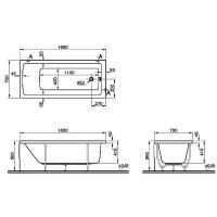 Акриловая ванна Vitra Neo 160x70 без гидромассажа арт-52520001000 — фото 4, Акриловые ванны