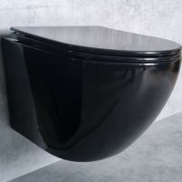 Унитаз CeramaLux подвесной Черный с сиденьем Микролифт арт-CL2196-18 — фото 1, Подвесные унитазы