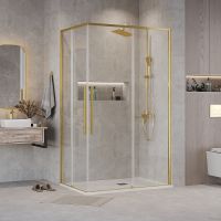 Душевой уголок Grossman Galaxy 110х80 профиль Золото сатин стекло прозрачное арт-300.K33.01.1180.32.00 — фото 1, Прямоугольные душевые уголки