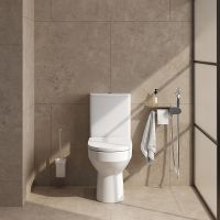 Унитаз компакт AM.PM Spirit V2.0 FlashClean с гигиеническим душем и ершиком с бачком и сиденьем Микролифт арт-CK70C1804W — фото 2, Напольные унитазы